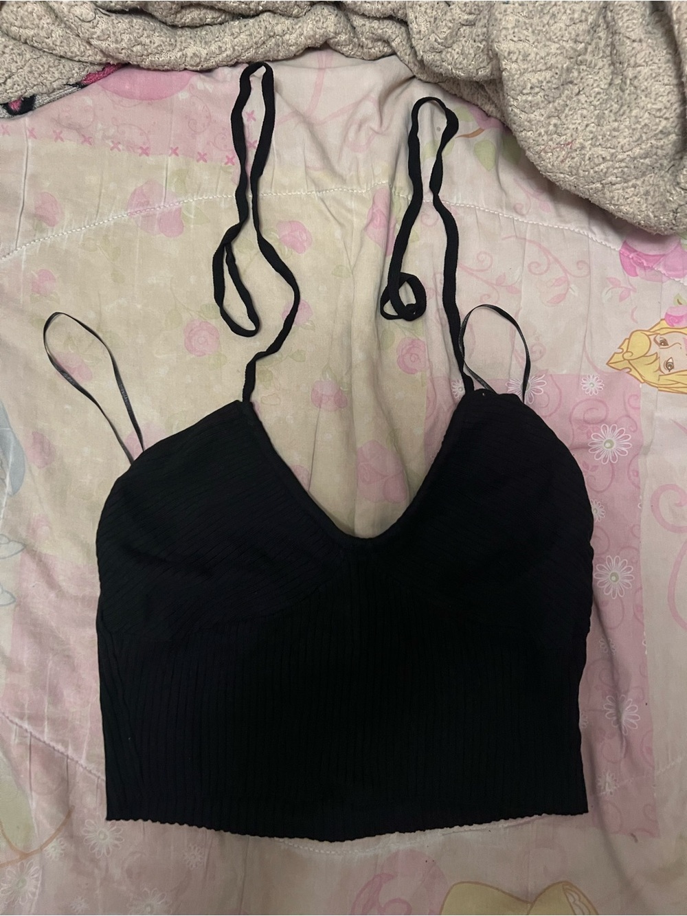 Hera Collection Black Ribbed Cami Top
